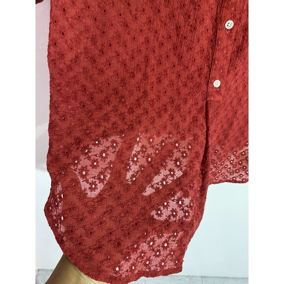 Vtg Ralph Lauren Button Up Top 2X Eyelet Beachy Minimalist Quite Luxury Coastal - Picture 4 of 11